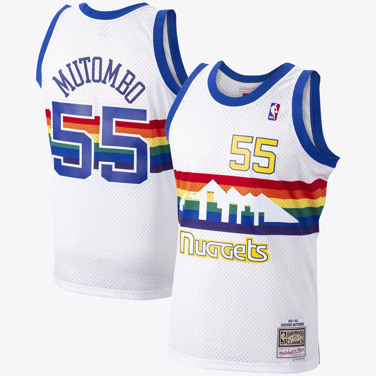 Men's Denver Nuggets Dikembe Mutombo 1991 Hardwood Classics Home Swingman NBA Basketball Jersey - White - view 1