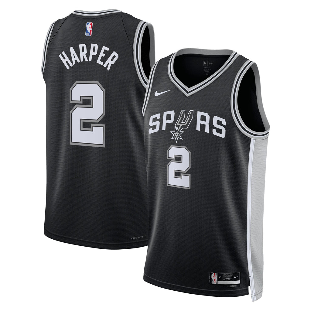 Unisex Dylan Harper San Antonio Spurs Icon Edition Swingman Jersey NBA 2025 First Round Draft Pick - Black - view 1
