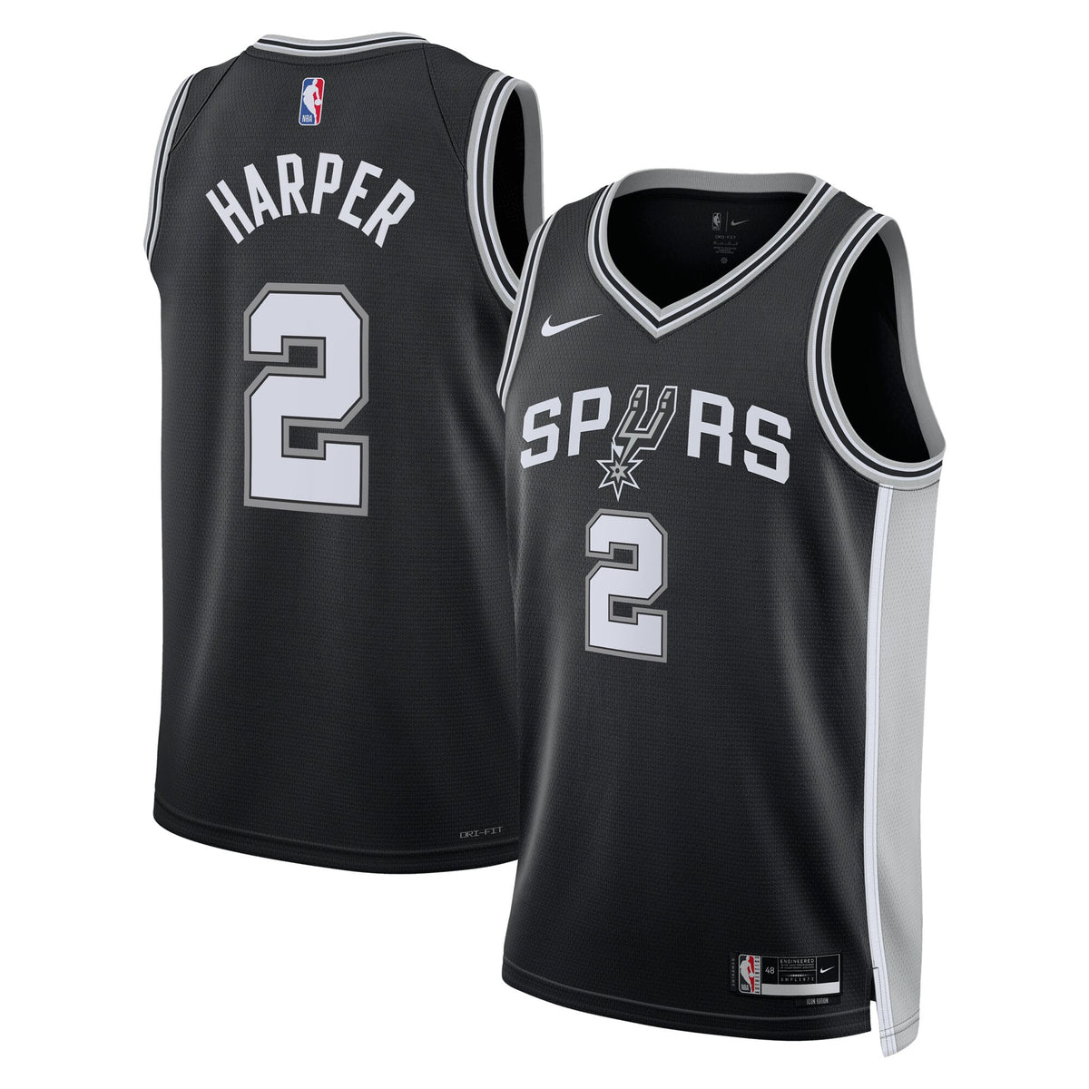 Unisex Dylan Harper San Antonio Spurs Icon Edition Swingman Jersey NBA 2025 First Round Draft Pick - Black - view 1