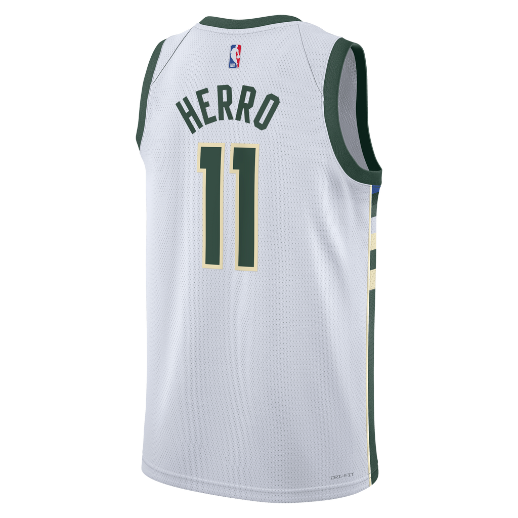 Unisex Tyler Herro Milwaukee Bucks Association Edition Swingman NBA Basketball Jersey - White - view 4