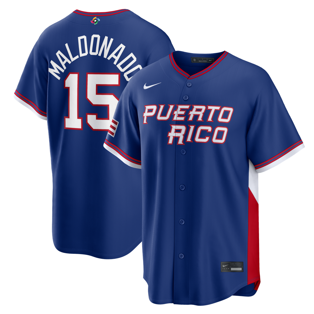 Men's Puerto Rico Baseball Martín Maldonado Royal 2026 World Baseball Classic Road Stadium MLB Baseball Jersey - view 1