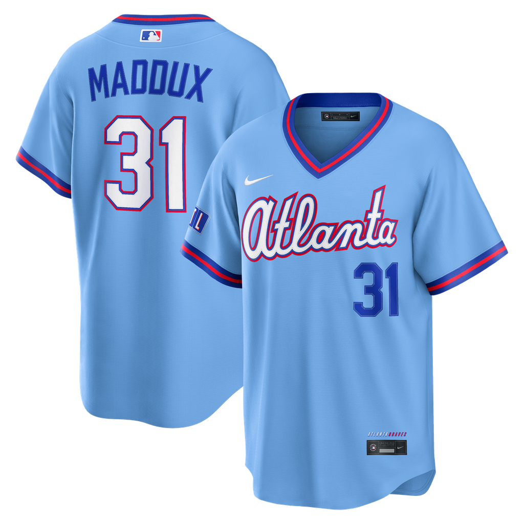Men's Atlanta Braves Greg Maddux Powder Blue 2026 City Connect Stadium MLB Baseball Jersey - view 1