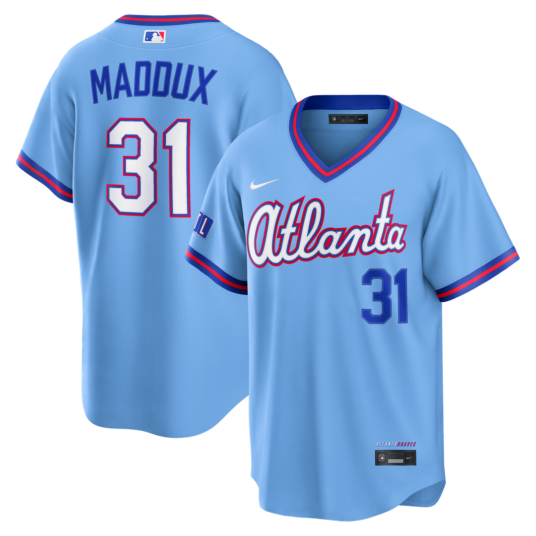 Men's Atlanta Braves Greg Maddux Powder Blue 2026 City Connect Stadium MLB Baseball Jersey - view 1
