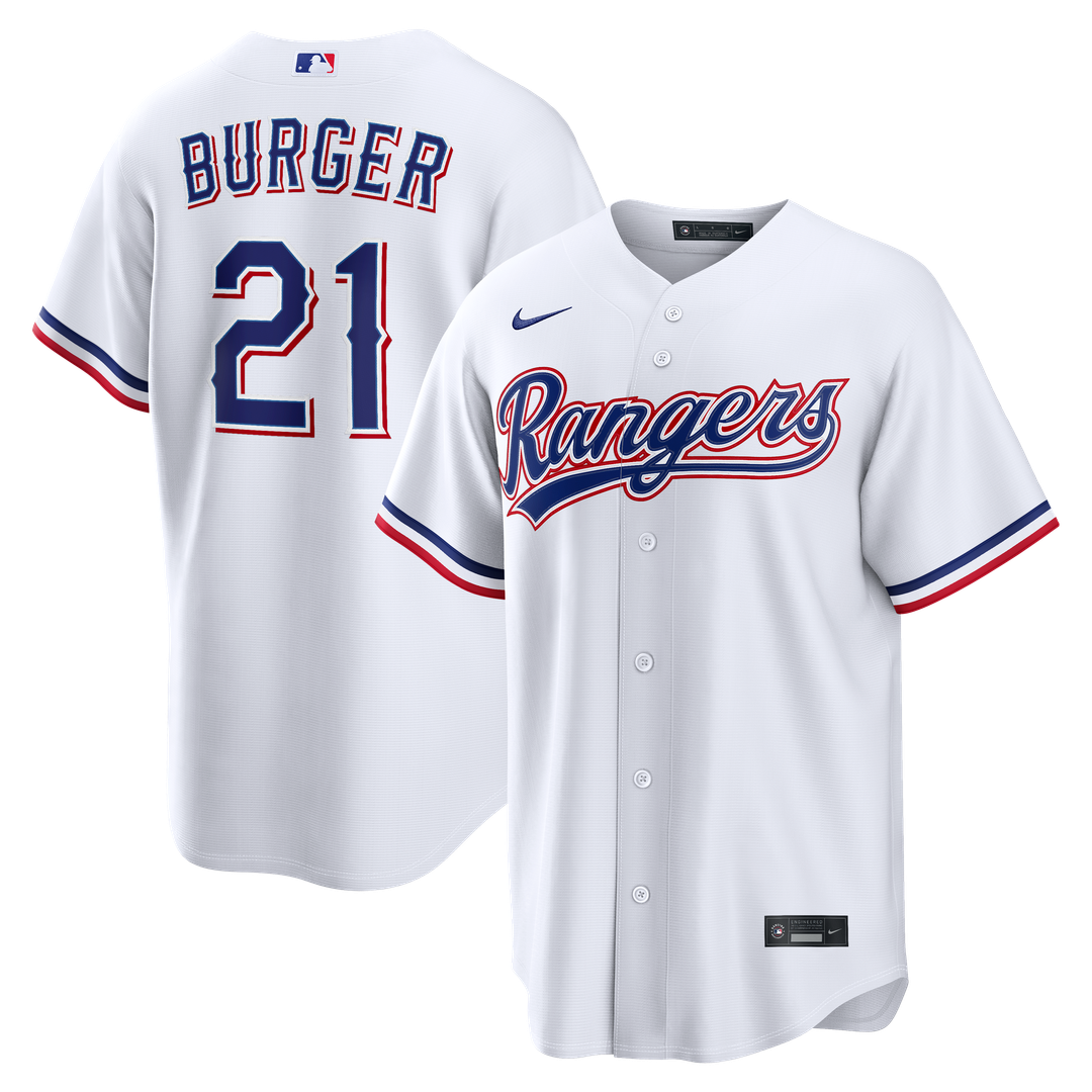 Men's Texas Rangers Jake Burger White Home Replica MLB Baseball Jersey - view 1