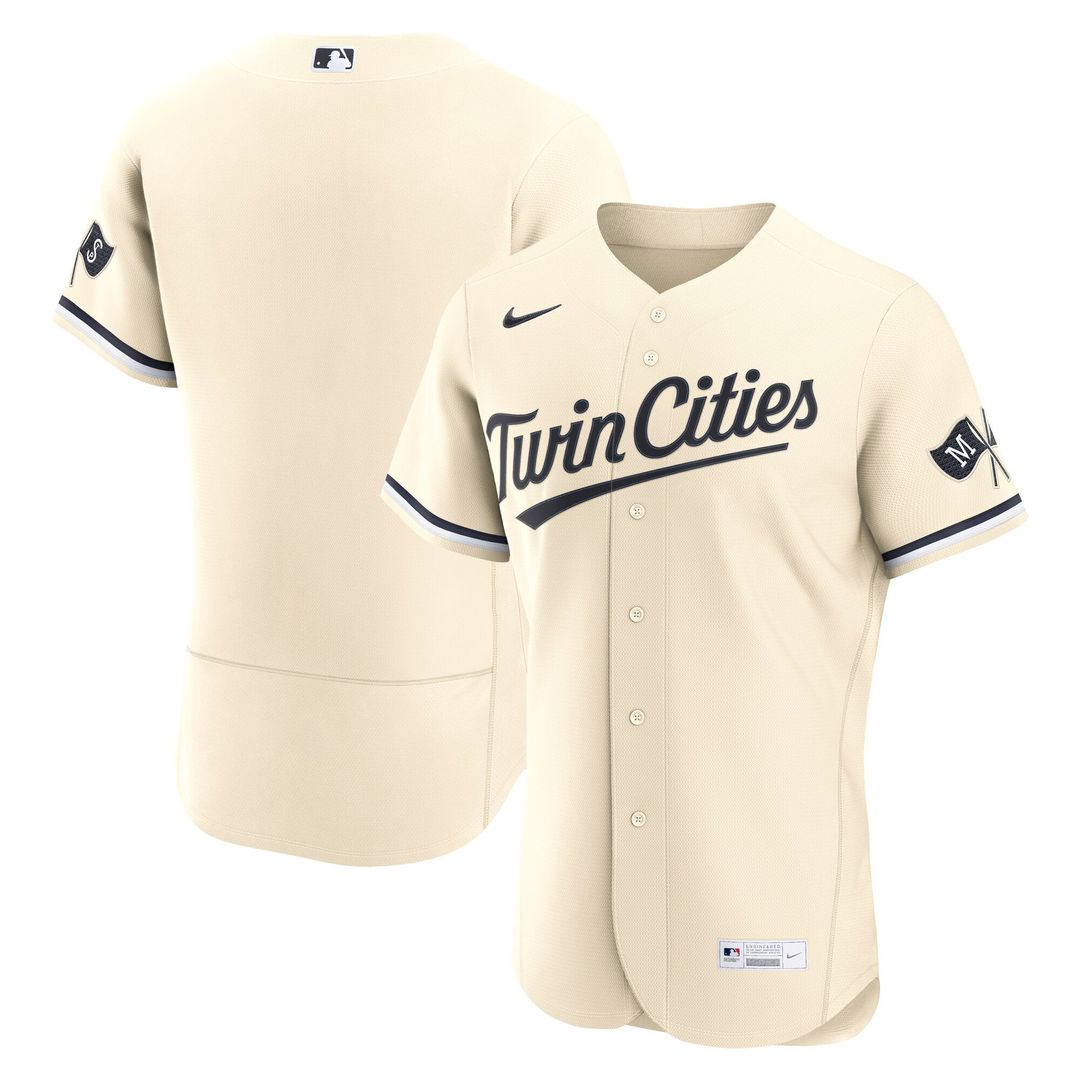 Men's Minnesota Twins Cream Alternate MLB Baseball Jersey - view 4