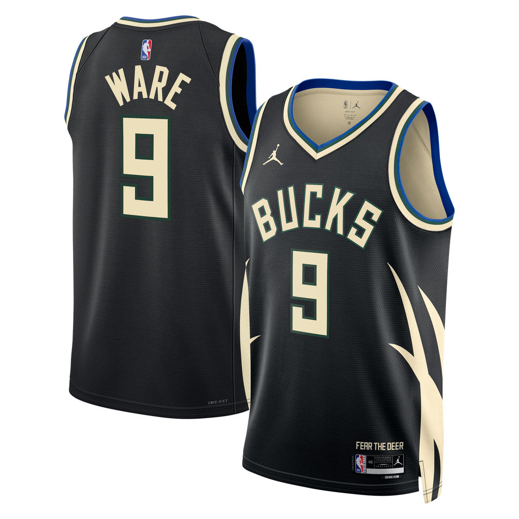 Unisex Kel'el Ware Milwaukee Bucks Statement Edition Swingman NBA Basketball Jersey - Hunter Green - view 1