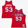 Men's Philadelphia 76ers Darryl Dawkins 1979 Dark NBA Basketball Jersey - University Red - view 1