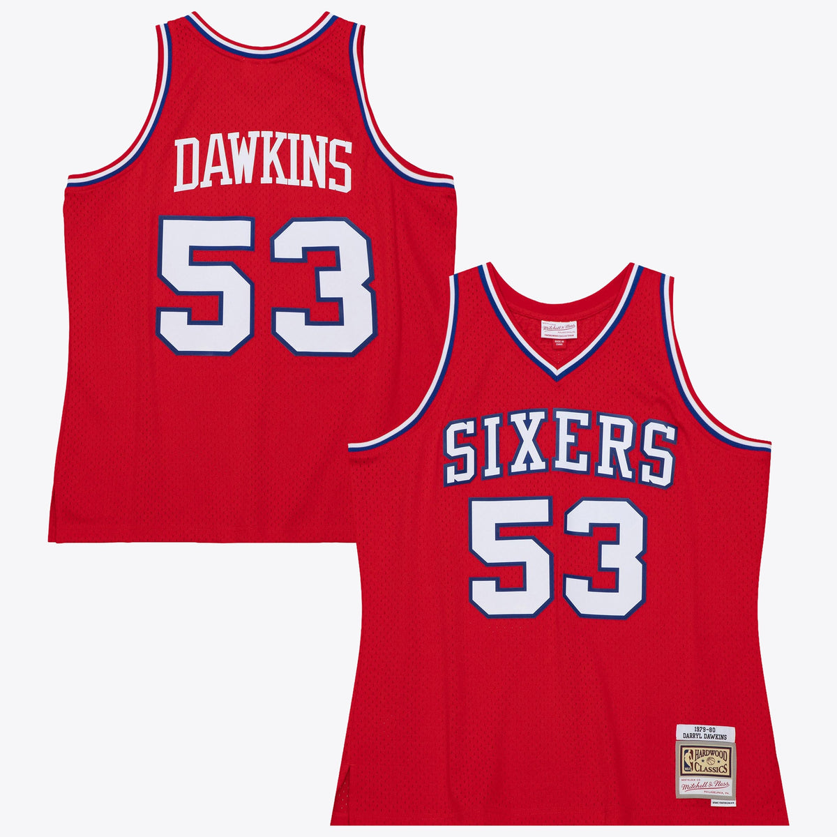 Men's Philadelphia 76ers Darryl Dawkins 1979 Dark NBA Basketball Jersey - University Red - view 1