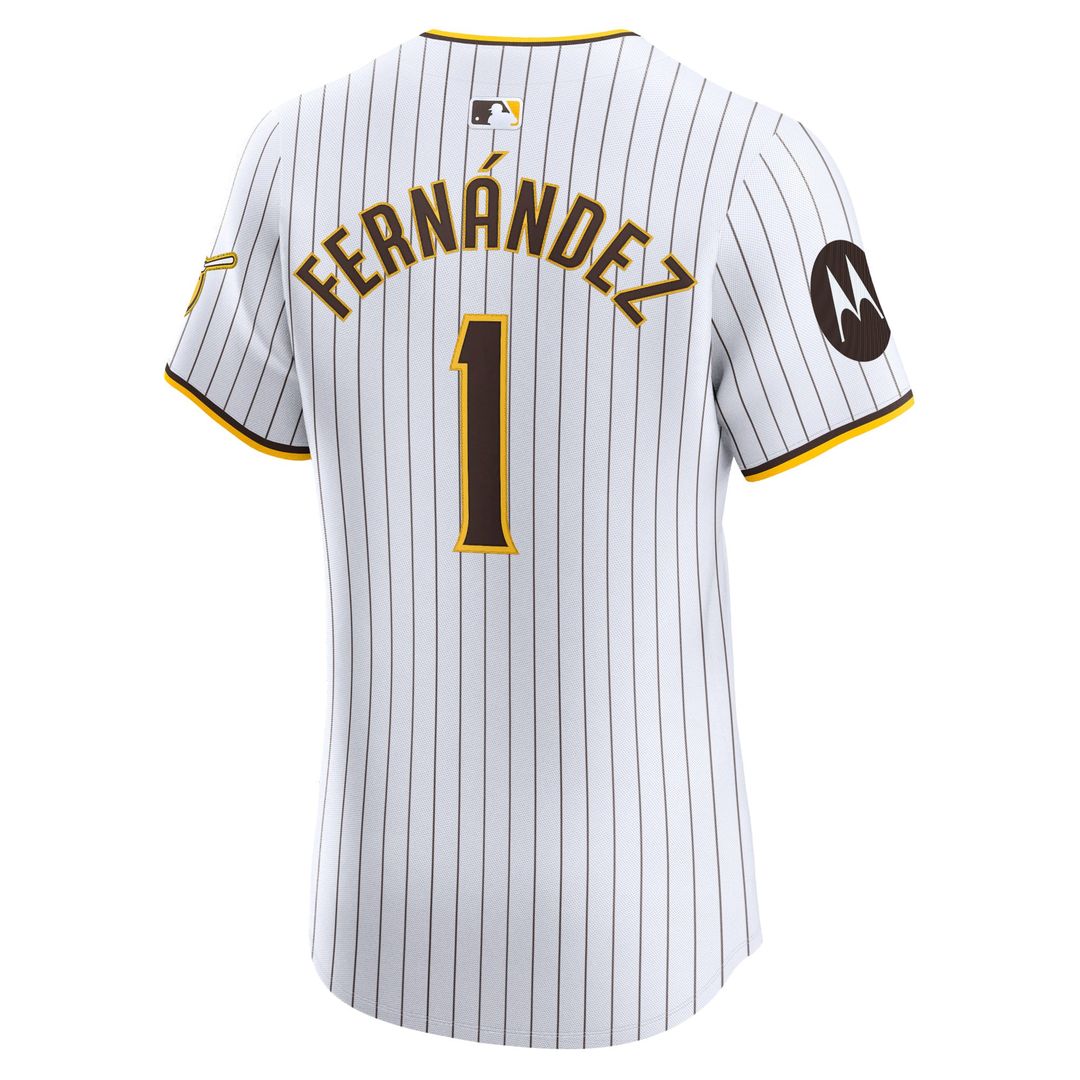 Men's San Diego Padres Tony Fernández White Home Elite Sponsor Patch MLB Baseball Jersey - view 3