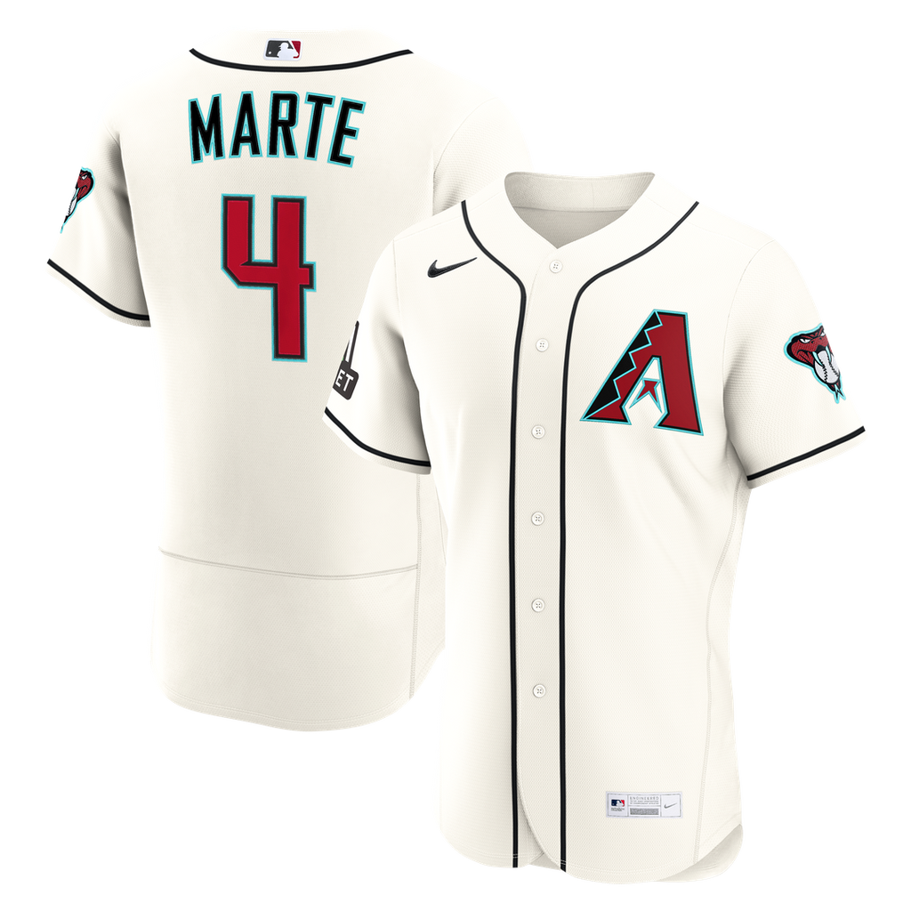 Men's Arizona Diamondbacks Ketel Marte Cream Home Sponsor Patch MLB Baseball Jersey - view 1
