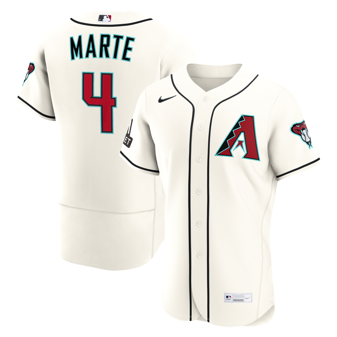 Men's Arizona Diamondbacks Ketel Marte Cream Home Sponsor Patch MLB Baseball Jersey - view 1