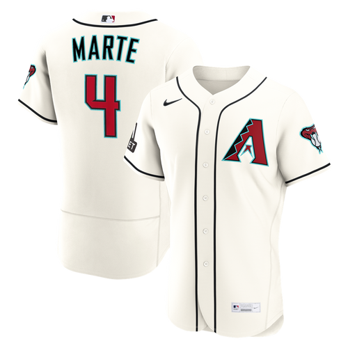 Men's Arizona Diamondbacks Ketel Marte Cream Home Sponsor Patch MLB Baseball Jersey - view 1