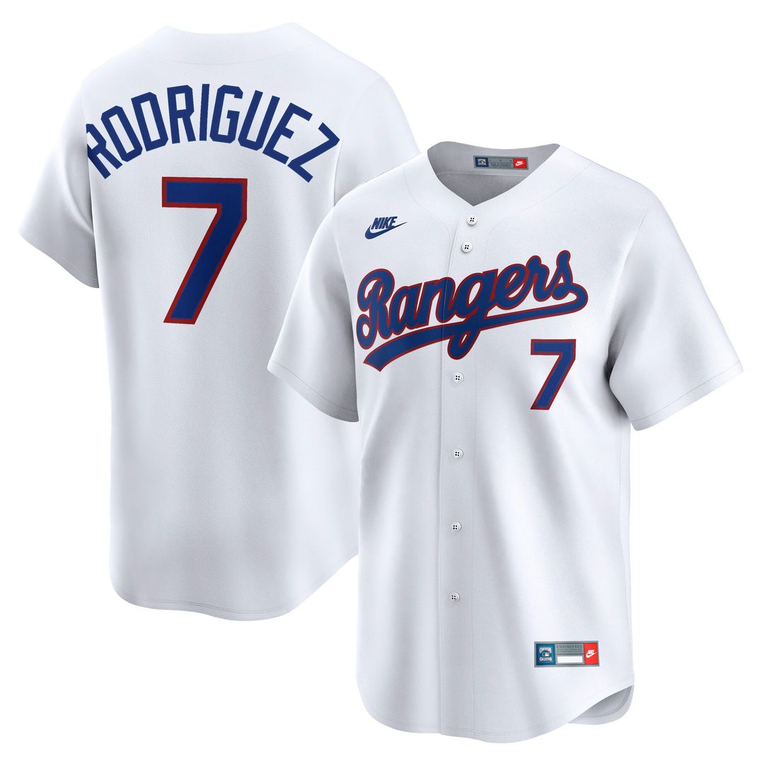 Men's Texas Rangers Ivan Rodriguez White Throwback Cooperstown Collection Limited MLB Baseball Jersey - view 1