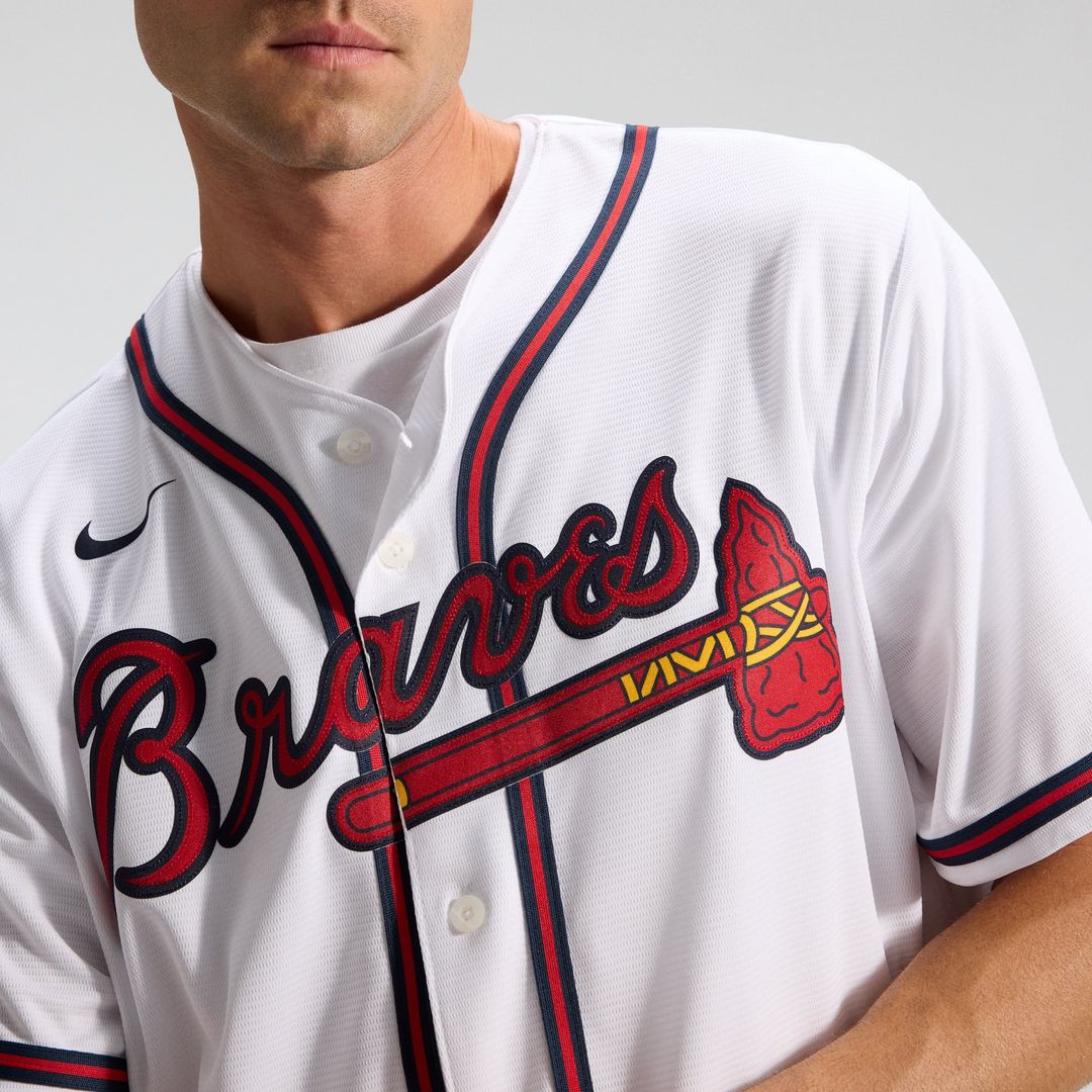 Men's Atlanta Braves White Home Replica MLB Baseball Jersey - view 10