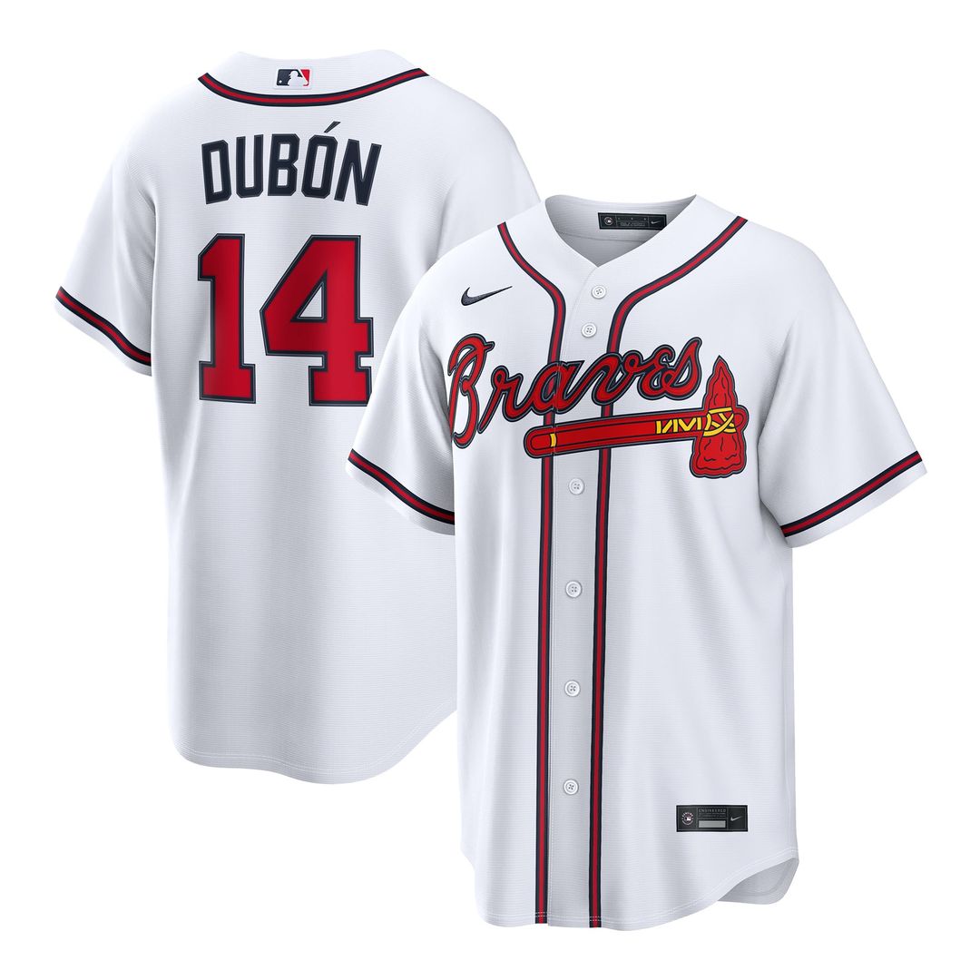 Men's Atlanta Braves Mauricio Dubón White Home Replica MLB Baseball Jersey - view 1