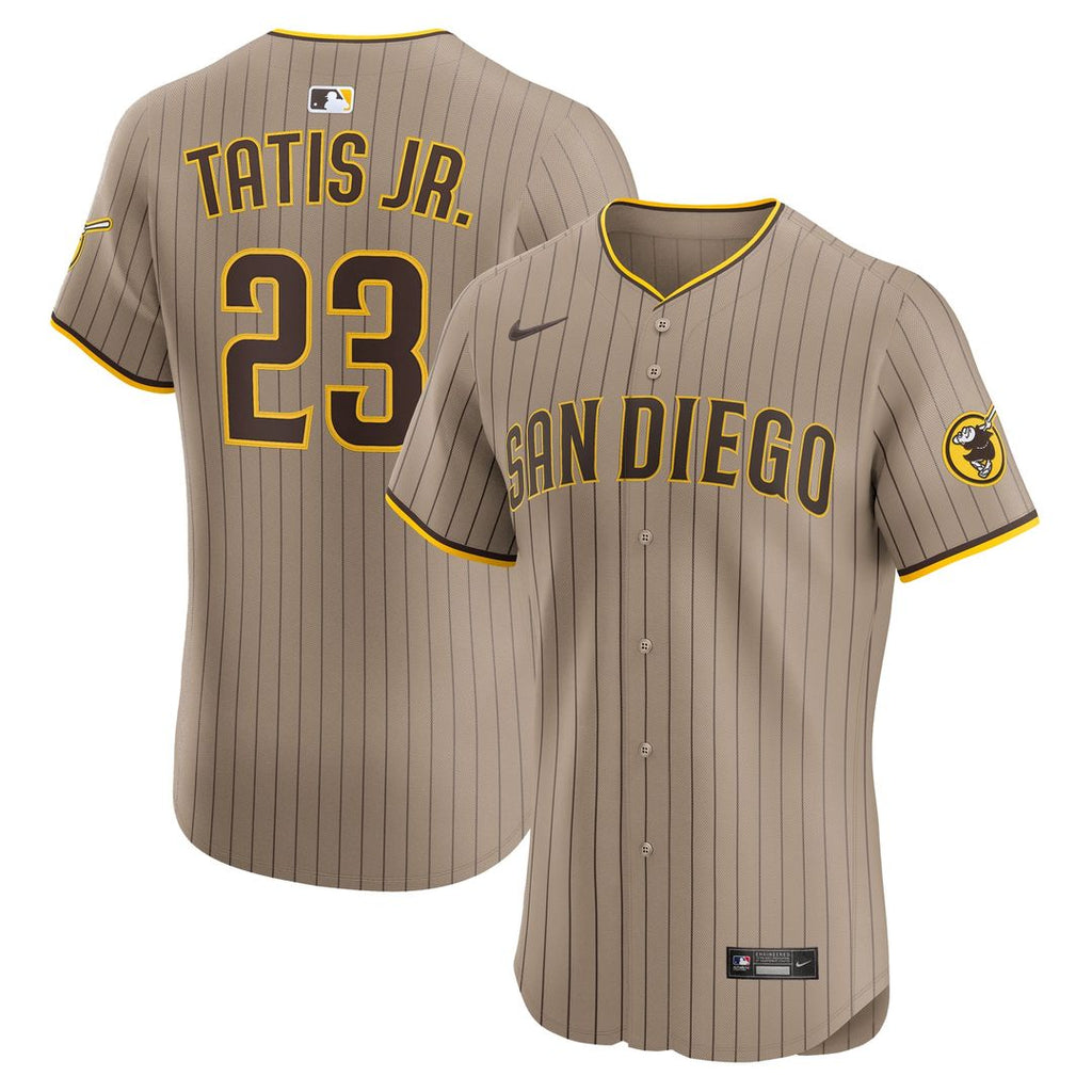 Men's San Diego Padres Fernando Tatis Jr. Khaki Sand Elite MLB Baseball Jersey - view 4
