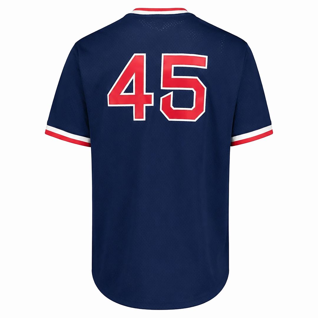 Men's Boston Red Sox Pedro Martinez Navy Big & Tall Cooperstown Mesh Batting Practice MLB Baseball Jersey - view 3