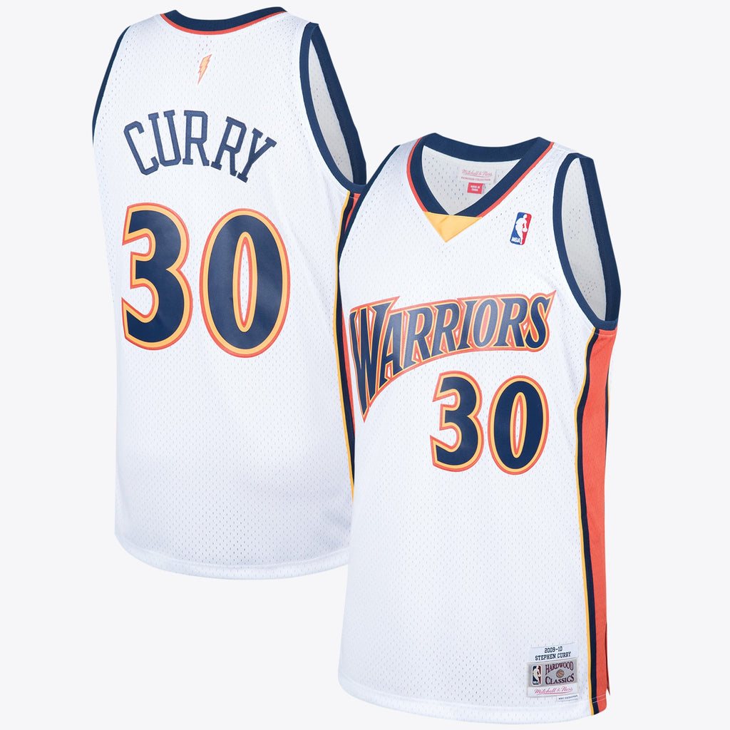 Men's Golden State Warriors 2009 Steph Curry Hardwood Classics Home Swingman NBA Basketball Jersey - White - view 1