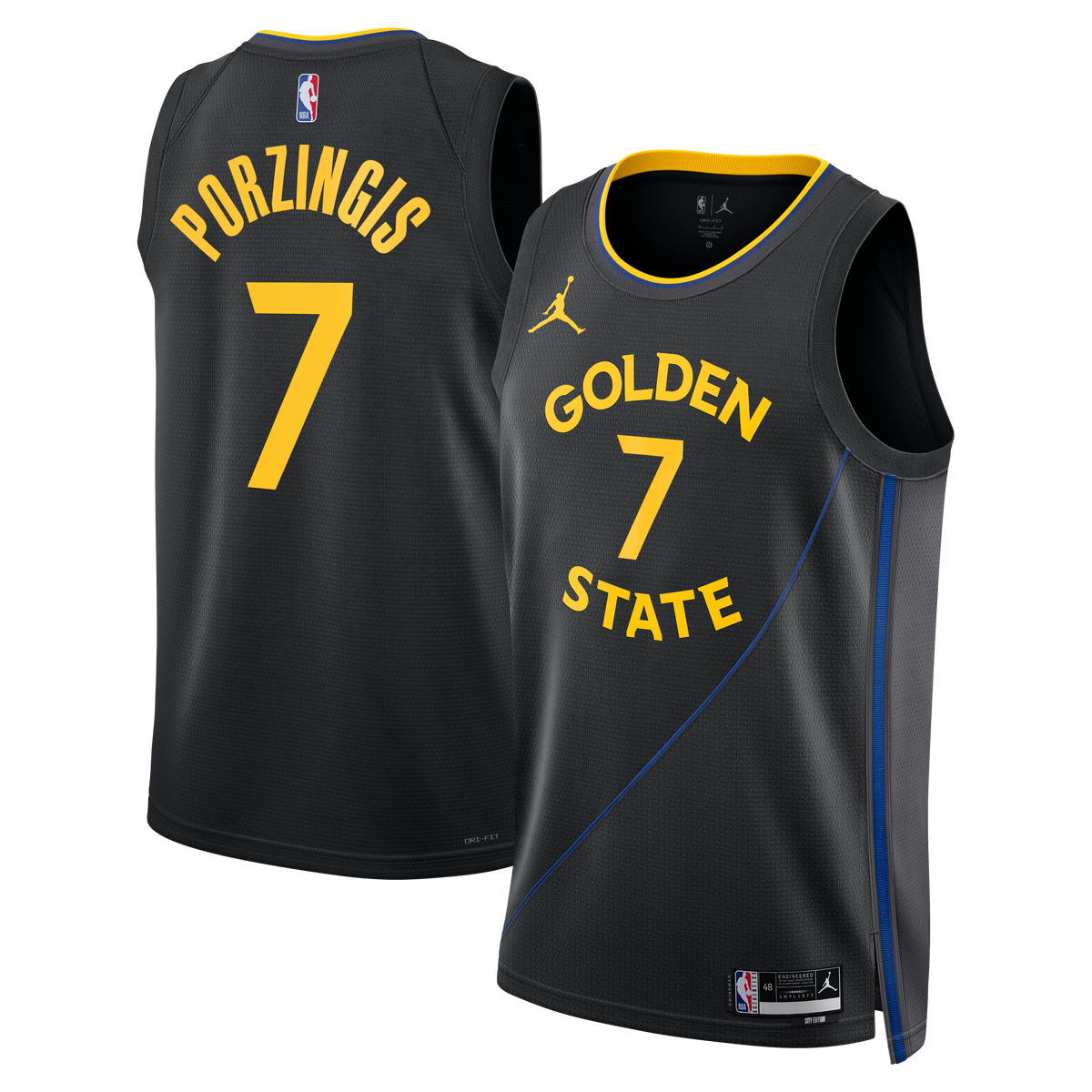 Unisex Kristaps Porziņģis Golden State Warriors 2024/25 Statement Edition Swingman NBA Basketball Jersey - Black - view 2