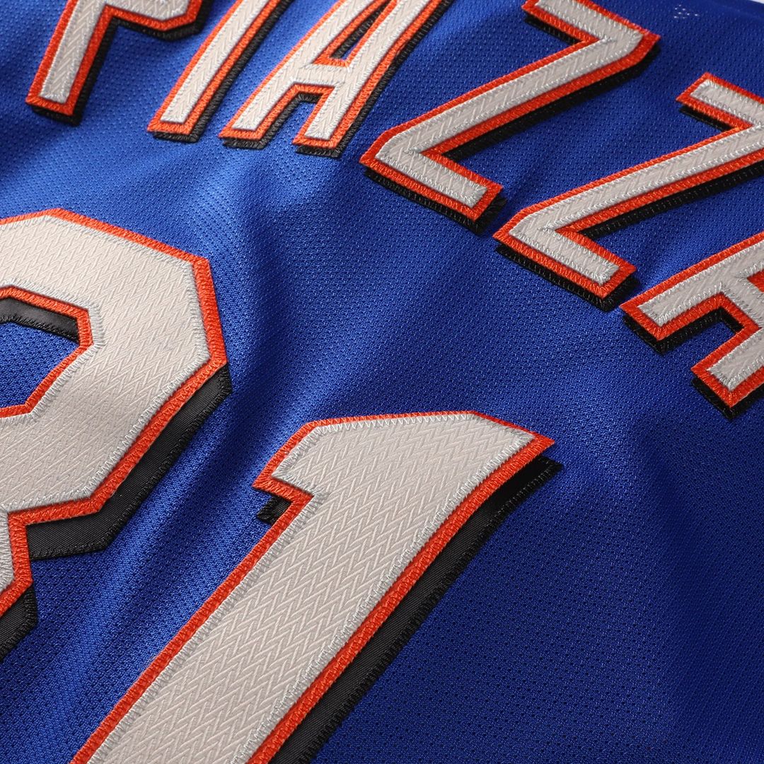Men's New York Mets Mike Piazza Orange Cooperstown Collection Mesh Batting Practice Button-Up MLB Baseball Jersey - view 21