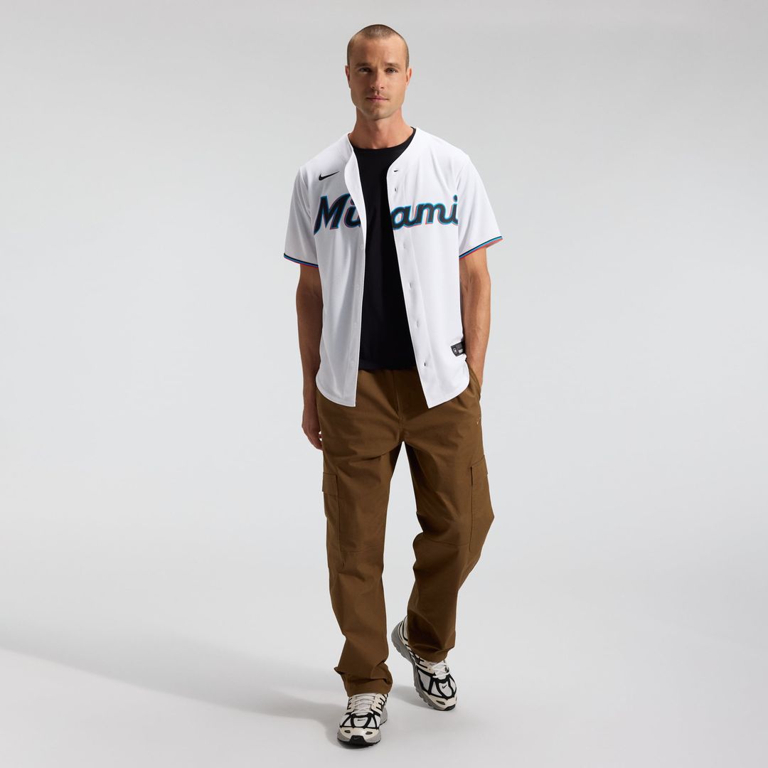 Men's Miami Marlins White Home Replica MLB Baseball Jersey - view 4