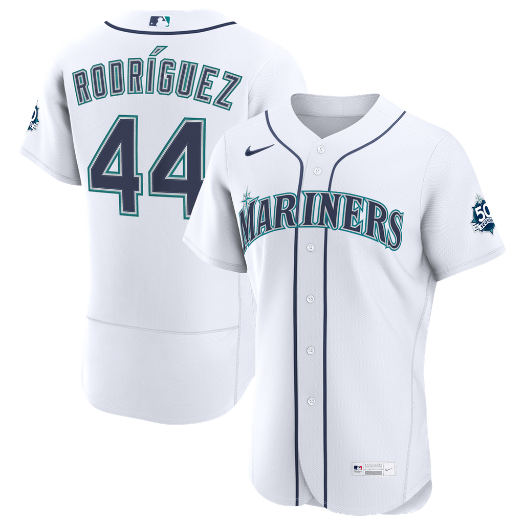 Men's Seattle Mariners Julio Rodriguez White Home 50th Season MLB Baseball Jersey - view 1
