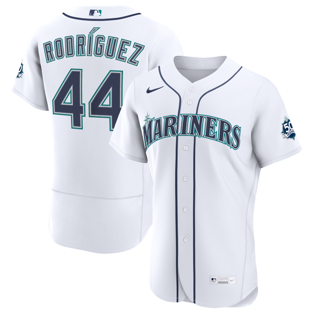 Men's Seattle Mariners Julio Rodriguez White Home 50th Season MLB Baseball Jersey - view 1