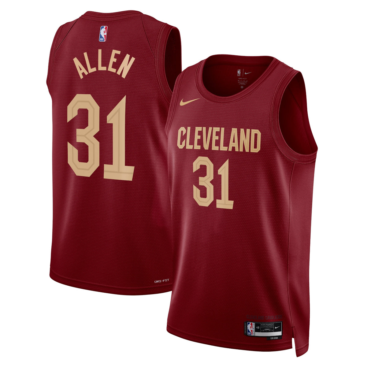 Unisex Jarrett Allen Cleveland Cavaliers Icon Edition Swingman NBA Basketball Jersey - Maroon - view 1