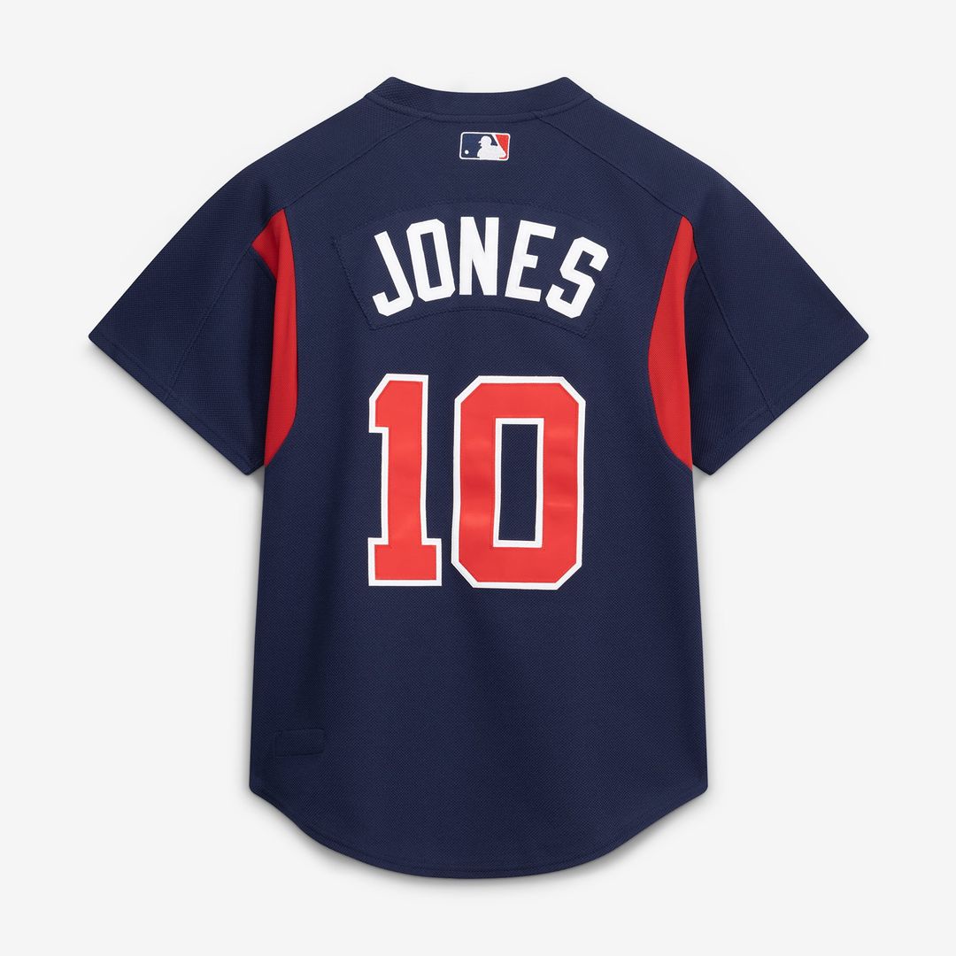 Men's Atlanta Braves Chipper Jones Navy Batting Practice MLB Baseball Jersey - view 3