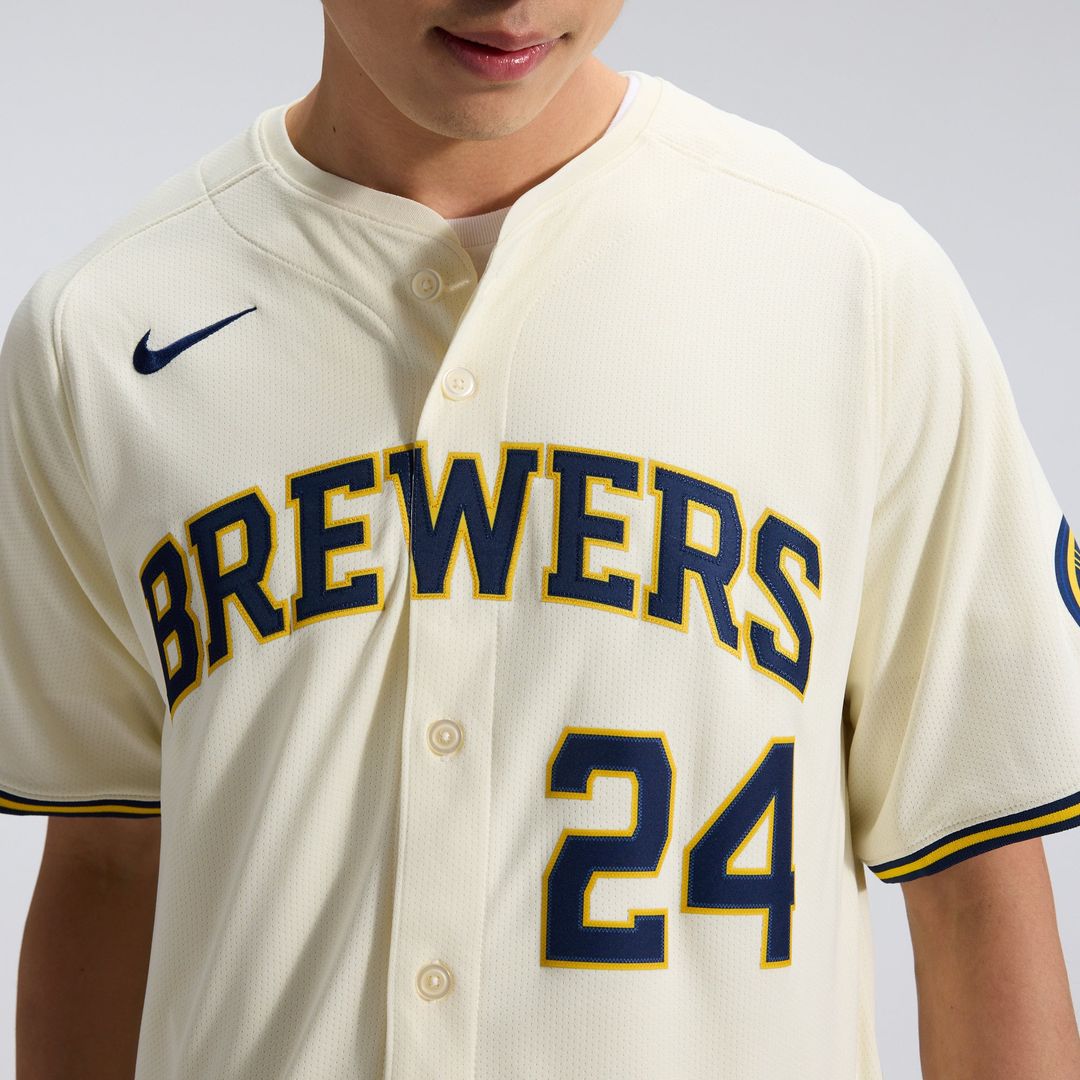 Men's Milwaukee Brewers William Contreras Cream Home Limited MLB Baseball Jersey - view 9