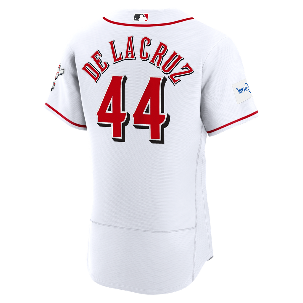 Men's Cincinnati Reds Elly De La Cruz White Home Sponsor Patch MLB Baseball Jersey - view 3
