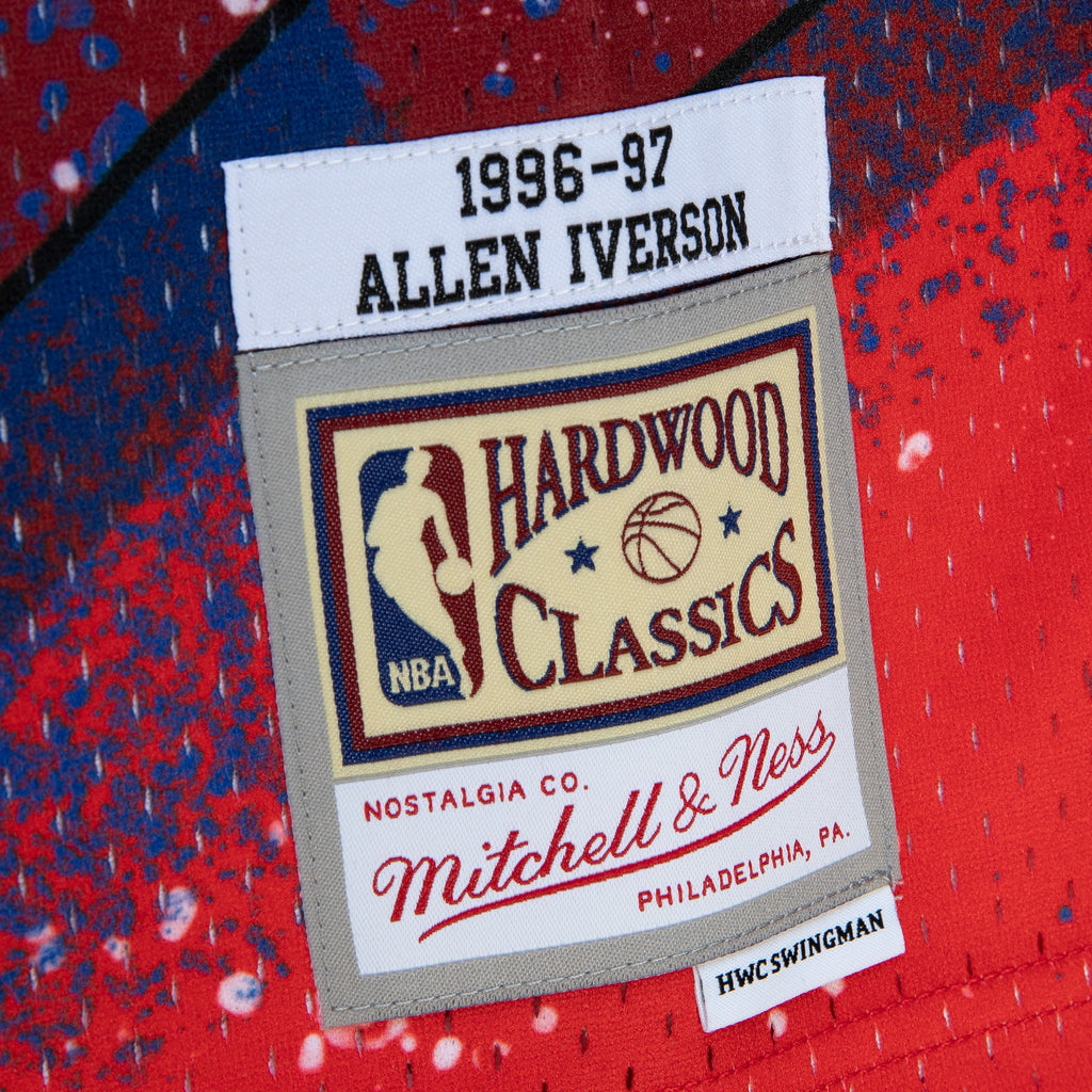 Men's Philadelphia 76ers Allen Iverson 1996 Hyper Hoops Swingman NBA Basketball Jersey - Scarlet - view 6