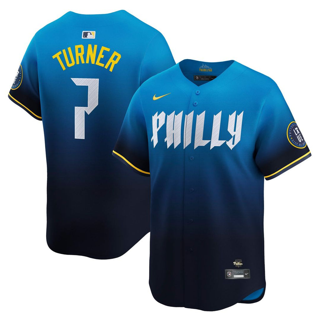 Men's Philadelphia Phillies Trea Turner Blue 2024 City Connect Limited MLB Baseball Jersey - view 1