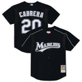 Men's Florida Marlins Miguel Cabrera Black 2003 Cooperstown Mesh Batting Practice Button-Up MLB Baseball Jersey - view 1