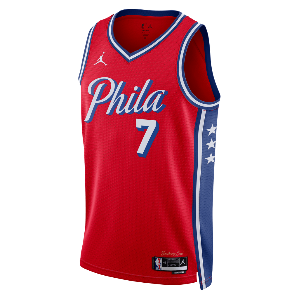 Unisex Jaylen Brown hiladelphia 76ers Statement Edition Swingman NBA Basketball Jersey - Red - view 3