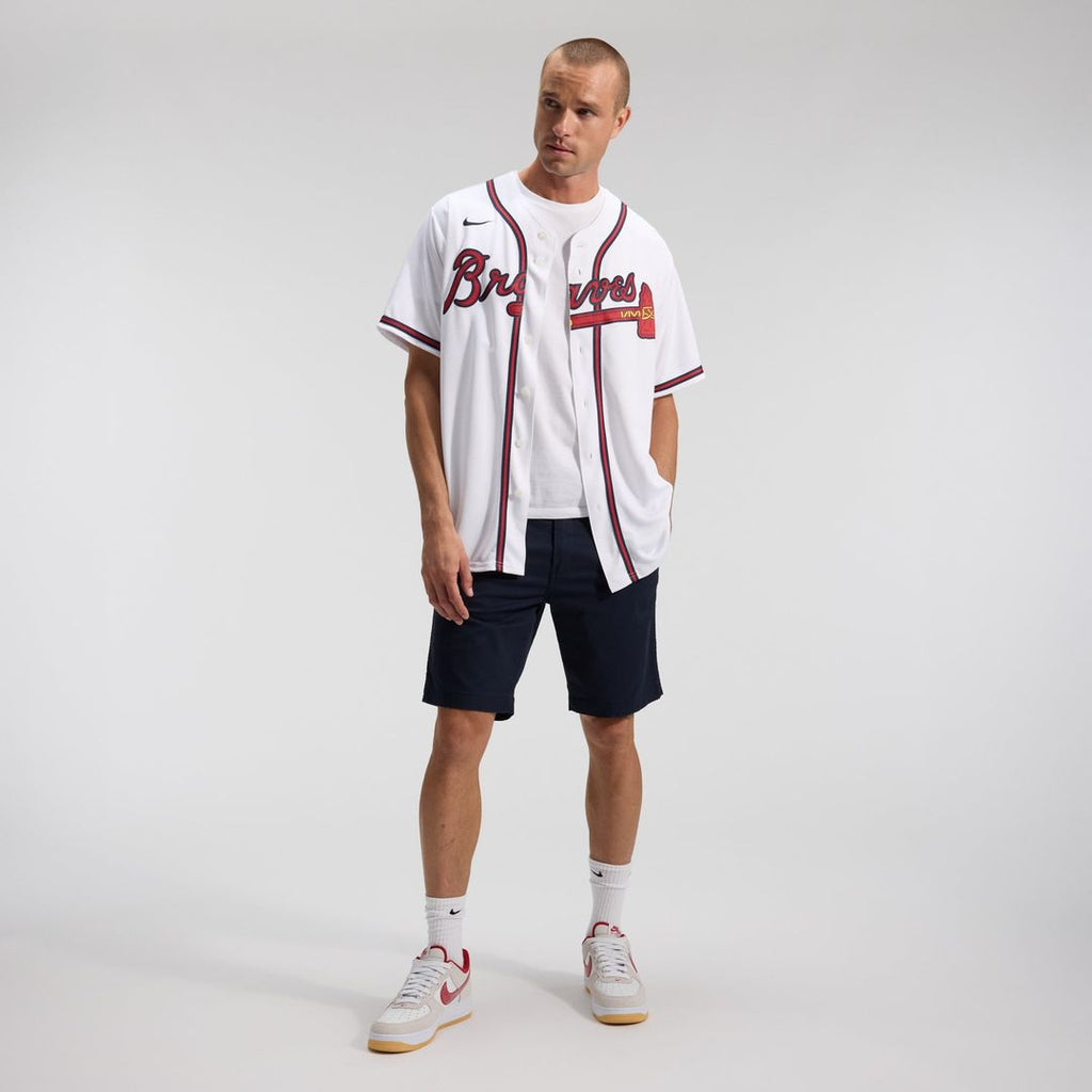 Men's Atlanta Braves White Home Replica MLB Baseball Jersey - view 4