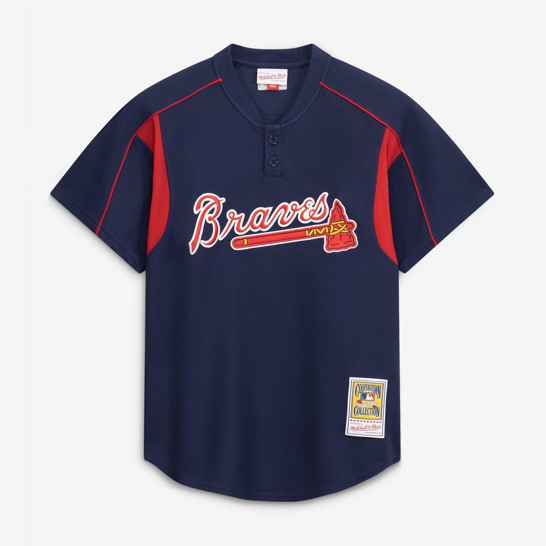Men's Atlanta Braves Chipper Jones Navy Batting Practice MLB Baseball Jersey - view 2