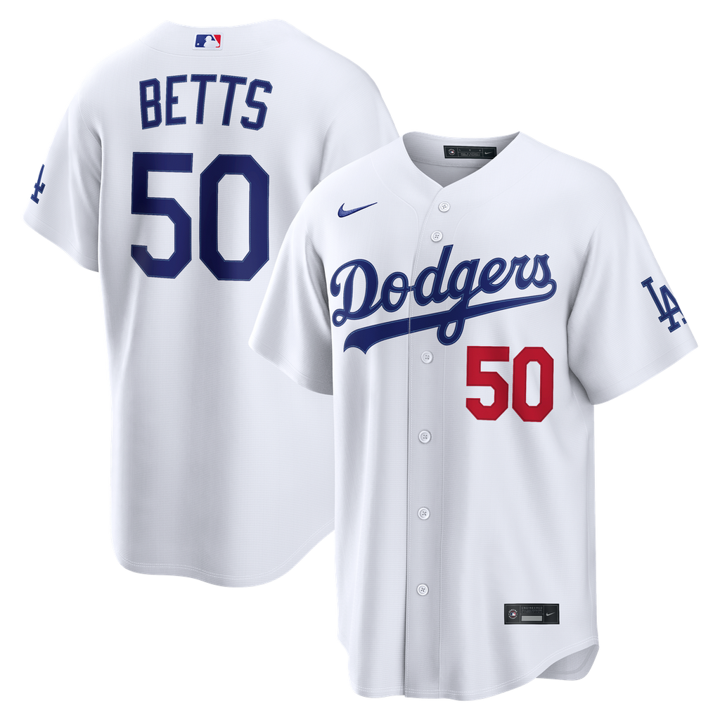 Men's Los Angeles Dodgers Mookie Betts White Home Stadium MLB Baseball Jersey - view 1