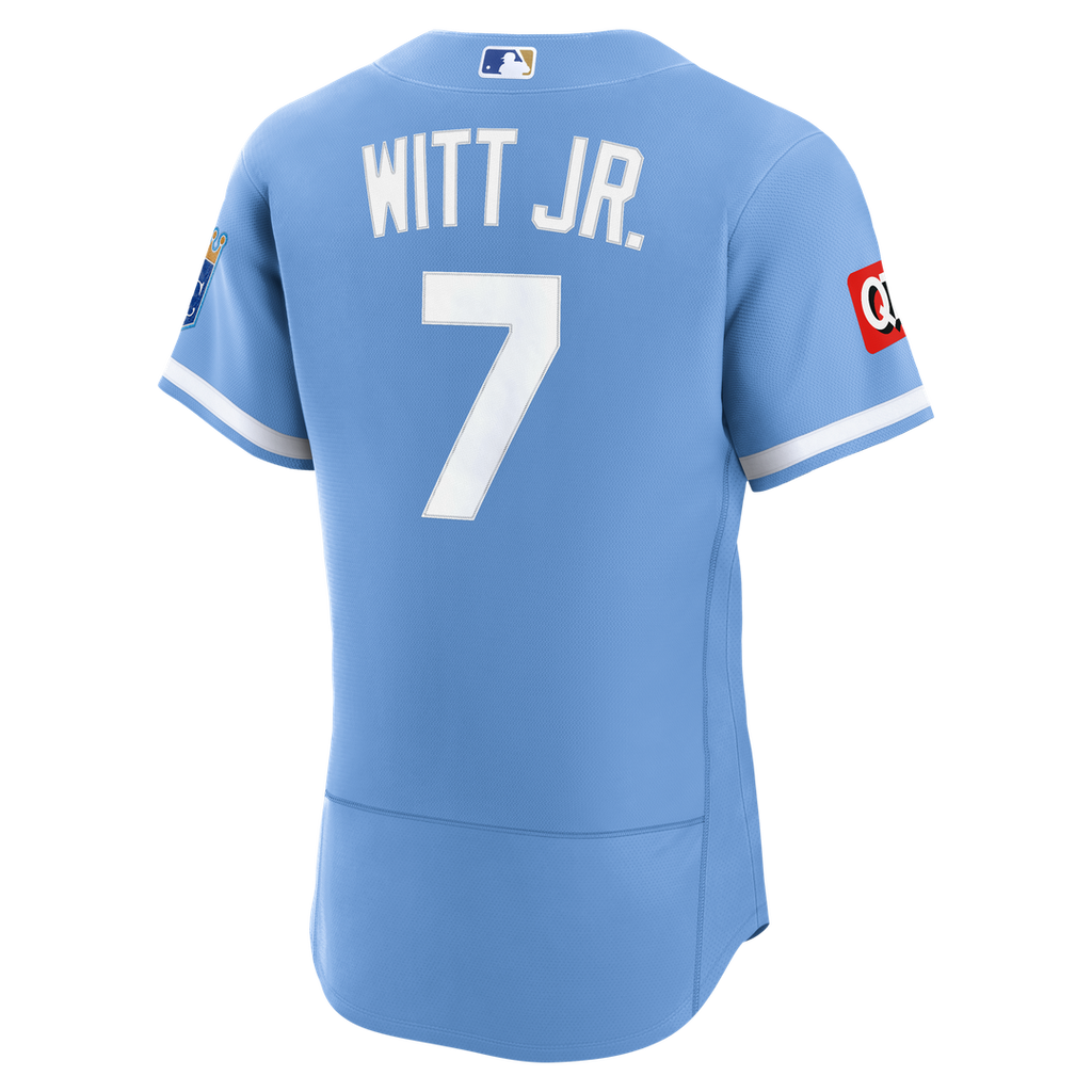 Men's Kansas City Royals Bobby Witt Jr. Light Blue Alternate Sponsor Patch MLB Baseball Jersey - view 3