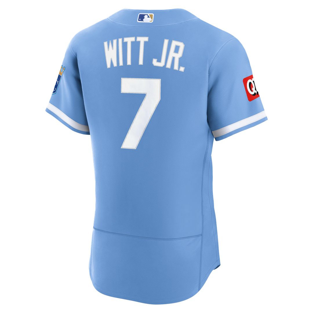 Men's Kansas City Royals Bobby Witt Jr. Light Blue Alternate Sponsor Patch MLB Baseball Jersey - view 3