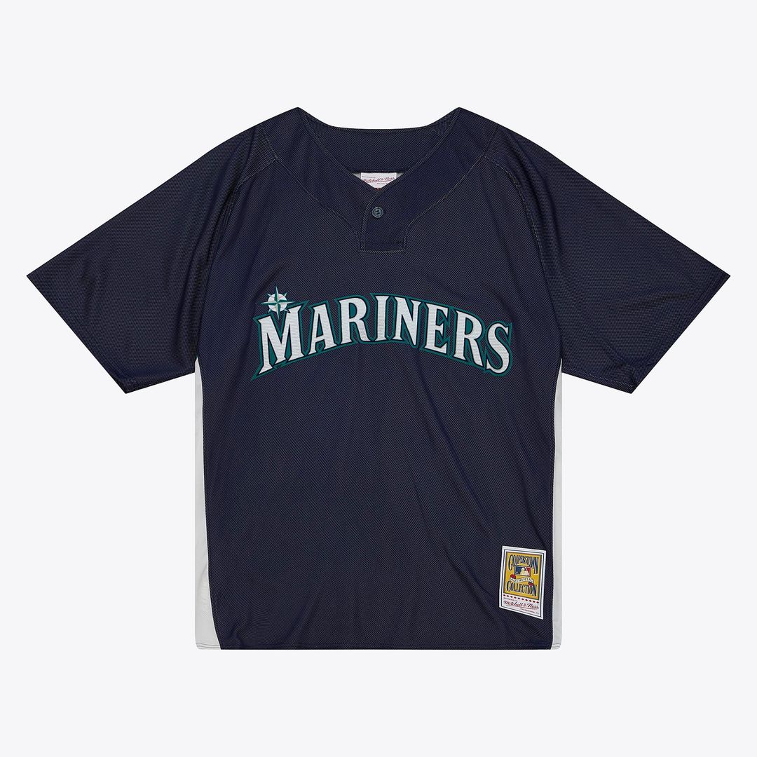 Men's Seattle Mariners Ichiro Suzuki Navy Big & Tall Cooperstown Mesh Batting Practice MLB Baseball Jersey - view 1