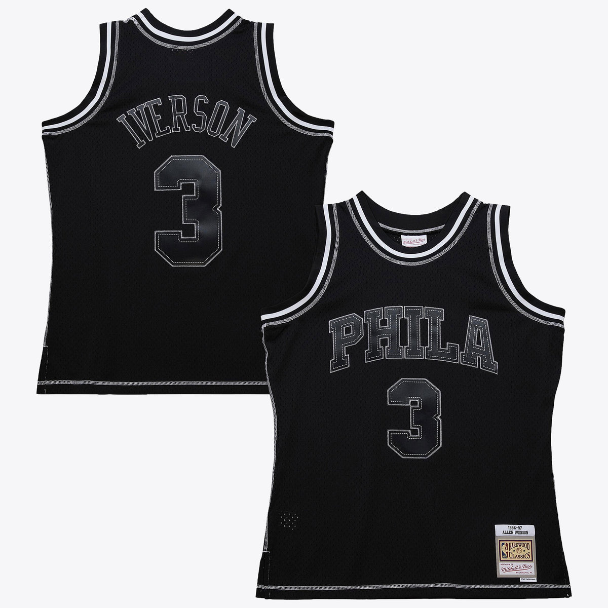 Men's Philadelphia 76ers Allen Iverson 1996 Contrast 2K Swingman NBA Basketball Jersey - Black - view 2