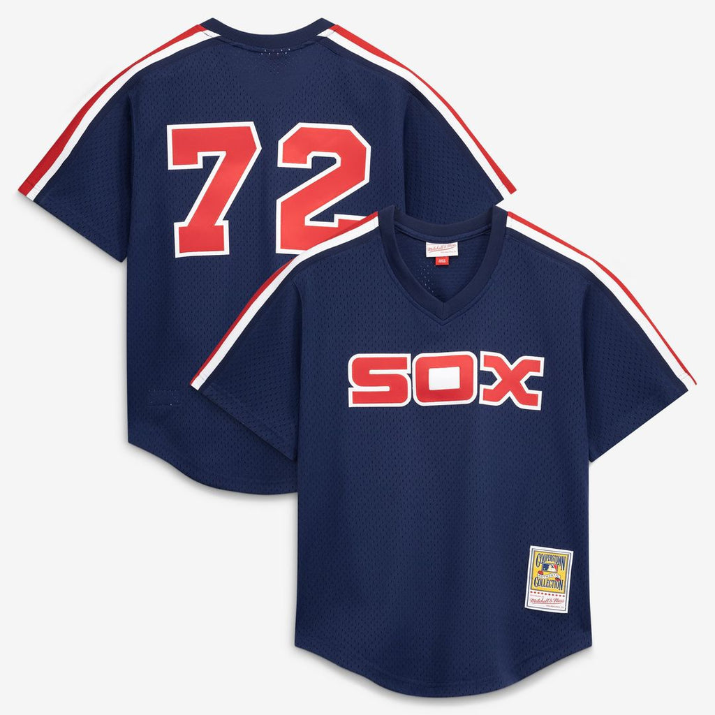 Men's Chicago White Sox Carlton Fisk Navy Batting Practice MLB Baseball Jersey - view 1