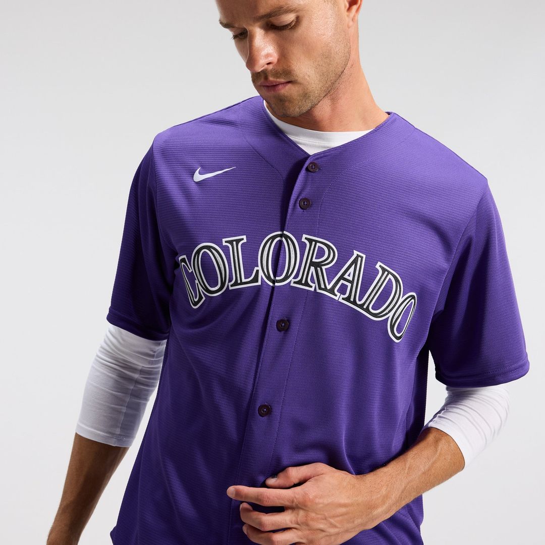 Men's Colorado Rockies Purple Alternate Replica MLB Baseball Jersey - view 10