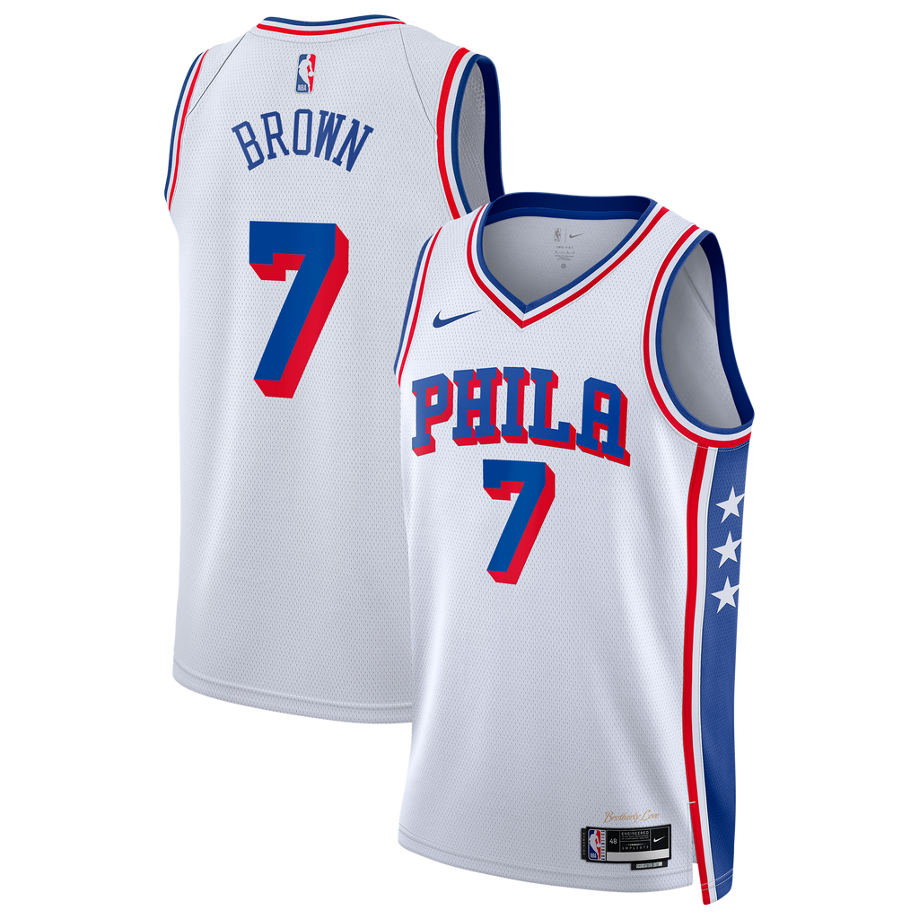 Unisex Jaylen Brown Philadelphia 76ers Association Edition Swingman NBA Basketball Jersey - White - view 2