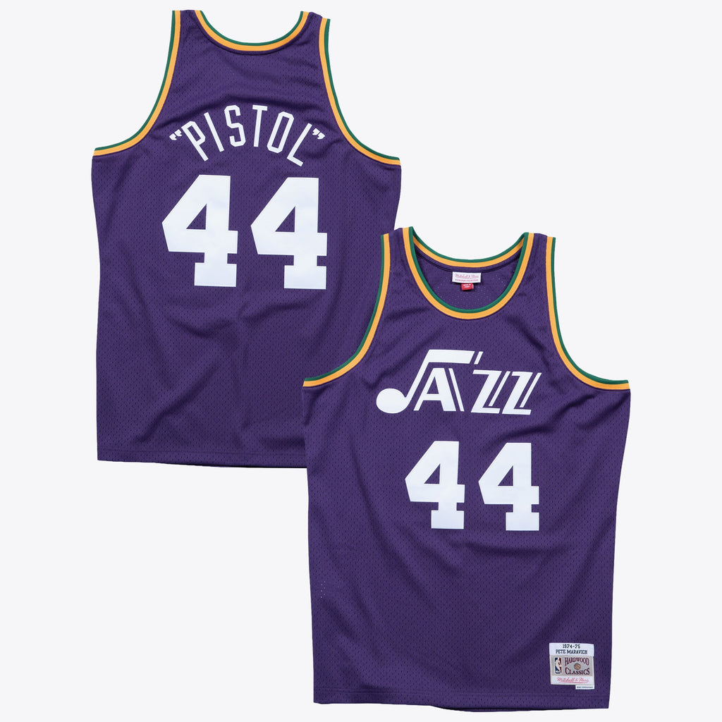 Men's New Orleans Jazz Pete Maravich 1974 Swingman Road NBA Basketball Jersey - Purple - view 2