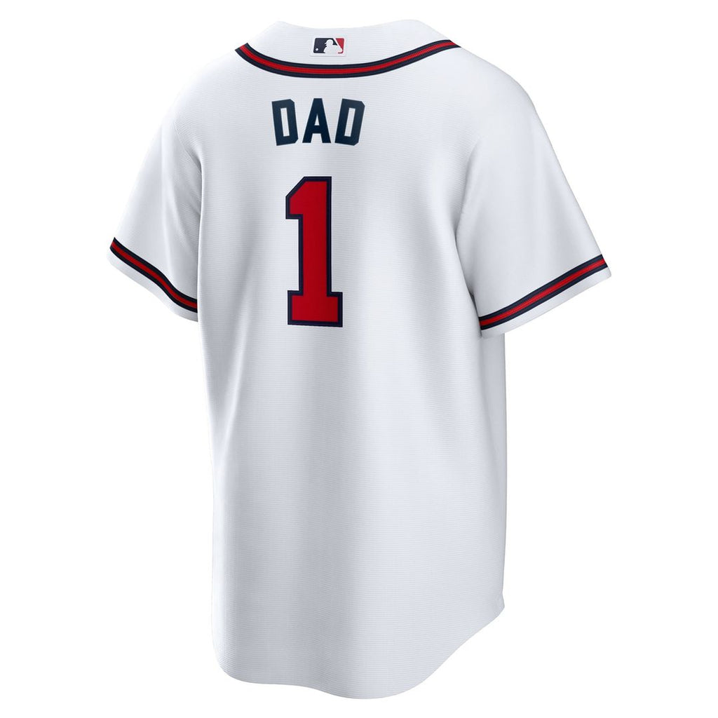 Men's Atlanta Braves White #1 Dad Home Replica MLB Baseball Jersey - view 3