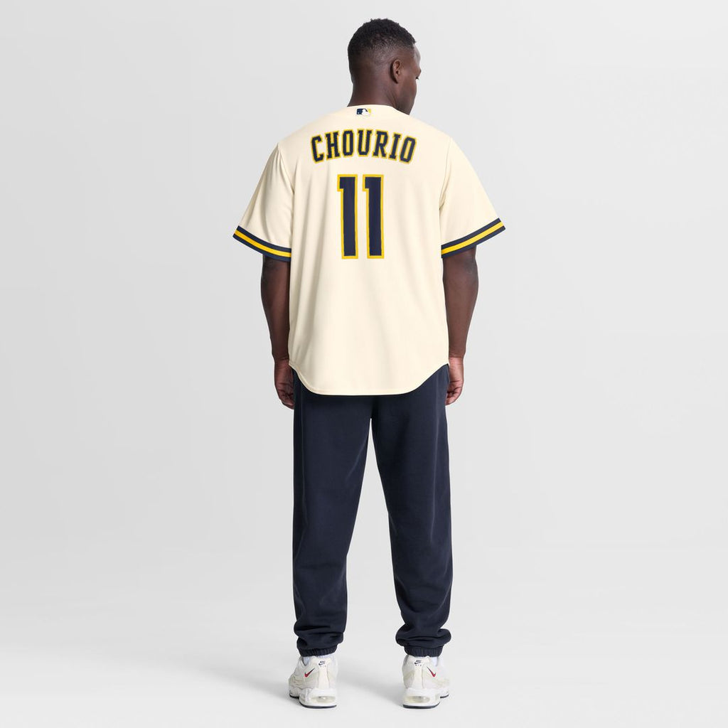 Men's Milwaukee Brewers Jackson Chourio Cream Home Replica MLB Baseball Jersey - view 5
