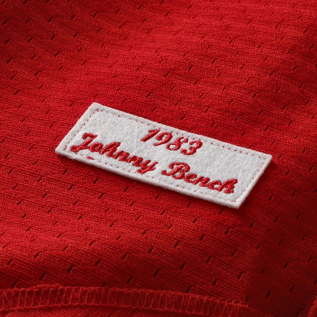 Men's Cincinnati Reds Johnny Bench Red Cooperstown Collection Big & Tall Mesh Batting Practice MLB Baseball Jersey - view 6