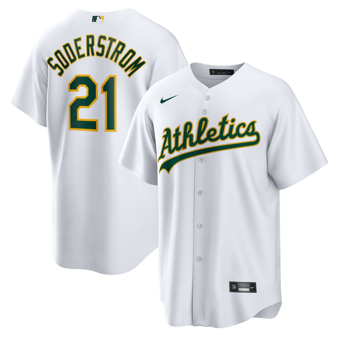 Men's Athletics Tyler Soderstrom White Home Replica MLB Baseball Jersey - view 1